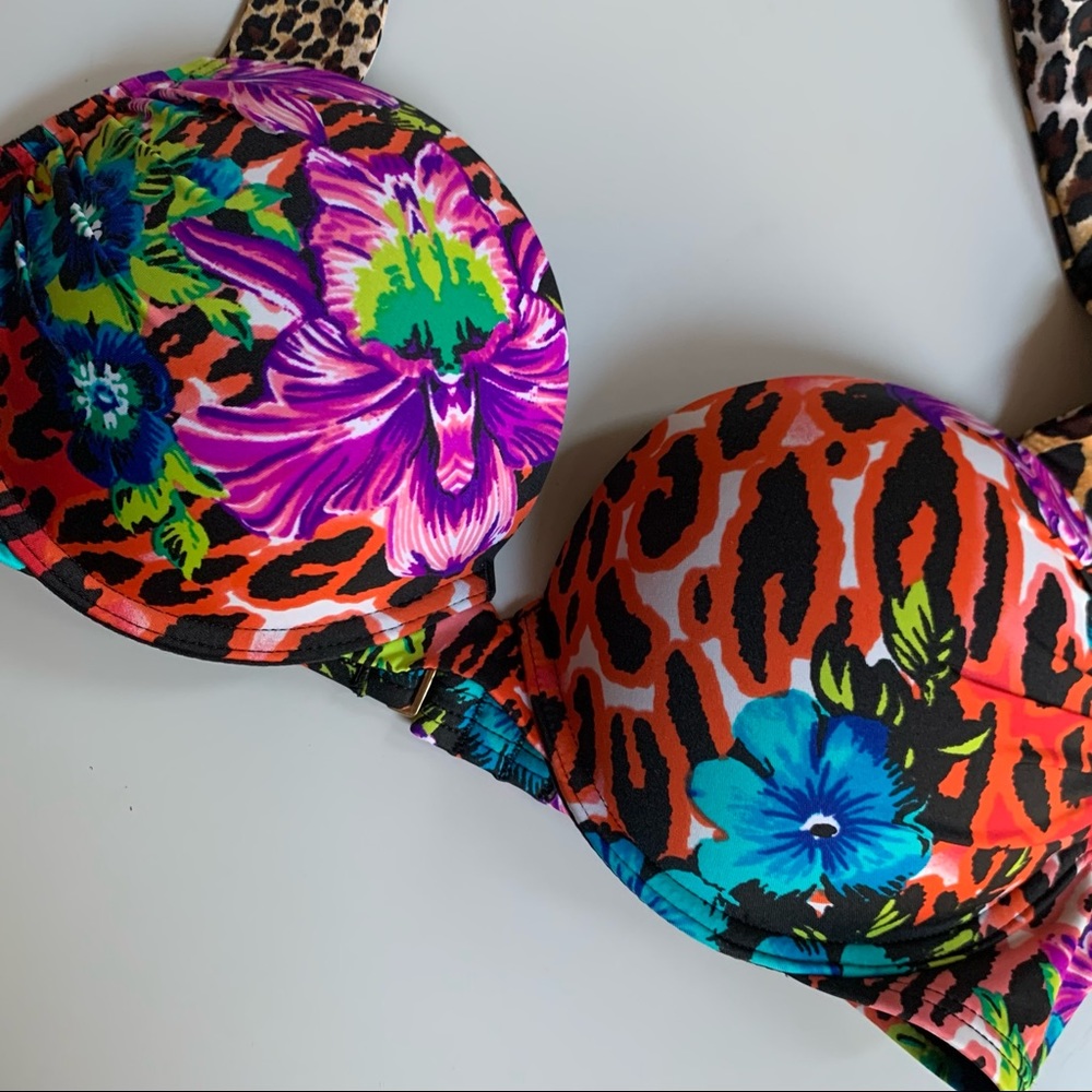 Vs 34b Bombshell Halter Bikini Top Leopard Floral… - image 3